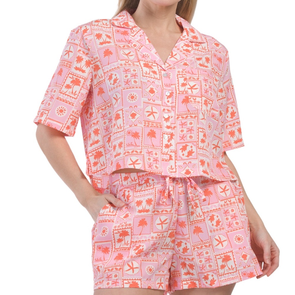 Sigrid Olsen Pink and Orange Women's Pajama Set